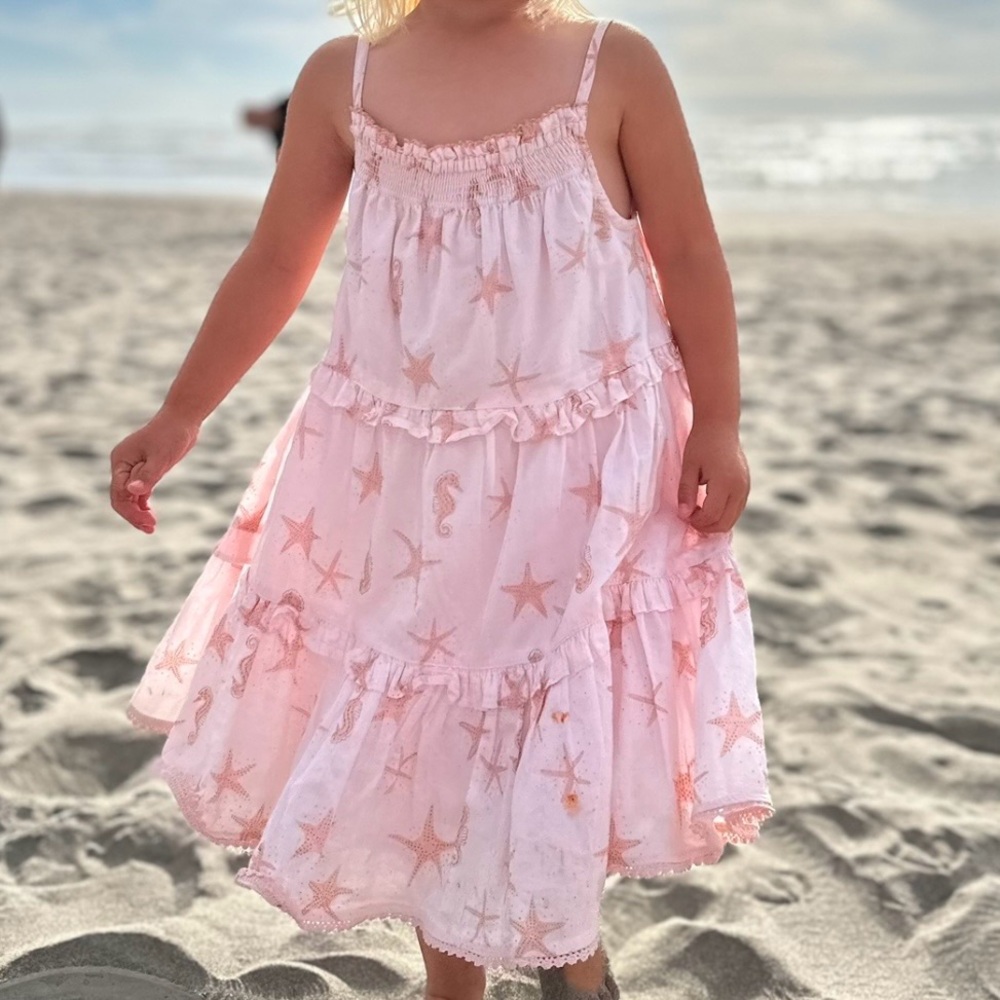 Cynthia Rowley Light Pink Starfish & Seahorse Tiered Sundress
